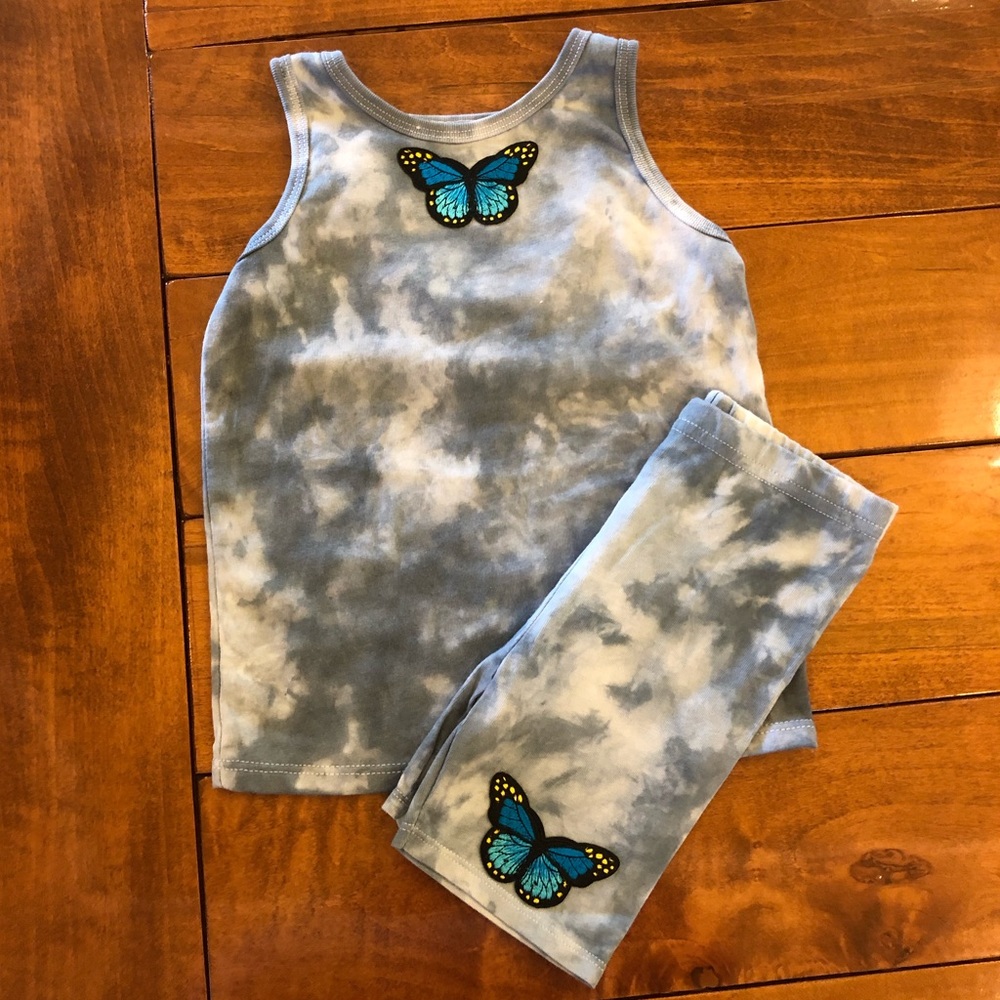 Tie Dye Set 5-6T with butterfly patch